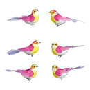 Birds foam/feathers, 6 pcs./set 12x4,5x5 cm Color: pink