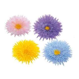 Gerbera blossoms 8-fold, plastic     Size: blossom Ø 17cm    Color: multicoloured