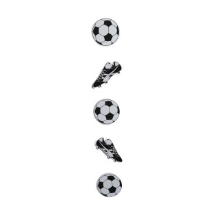 Hanger, 5-fold with 3 balls and 2 football shoes, made of paper     Size: 100cm    Color: black/white
