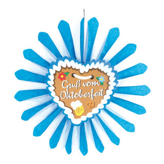 Rosette with printing made of paper - Material:  - Color: white/blue - Size: 60cm