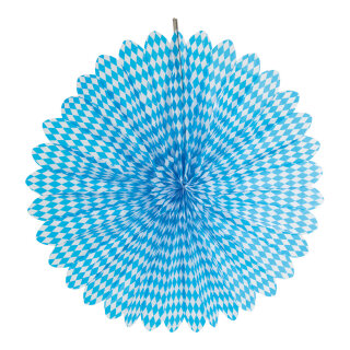 Dekofächer »Raute« aus Papier     Groesse:120cm    Farbe:weiß/blau     #   Info: SCHWER ENTFLAMMBAR
