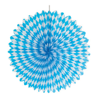 Dekofächer »Raute« aus Papier     Groesse: 60cm    Farbe: weiß/blau