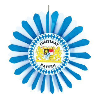Rosette "Freistaat Bayern" made of paper - Material:  - Color: white/blue - Size: 60cm