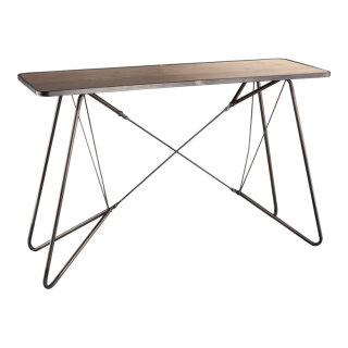 Metal table foldable - Material: with wooden plate - Color: black/brown - Size: 120x40x76cm