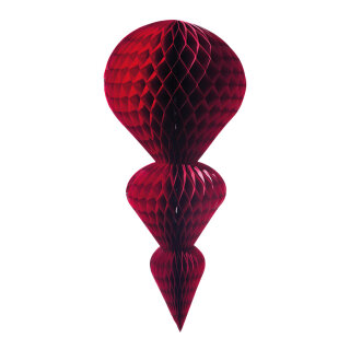 Tropfenornament, aus Papier, mit Nylonhänger, schwer entflammbar nach M1, Größe:65x30cm,  Farbe: bordeaux #   Info: SCHWER ENTFLAMMBAR