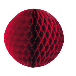 Honeycomb ball made of paper with nylon hanger - Material: flame retardant according to M1 - Color: burgundy - Size: 60cm