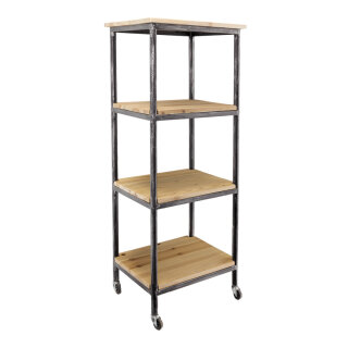 Wooden shelf on rolls with 4 shelves - Material:  - Color: natural-coloured - Size: 36x46x117cm