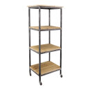 Wooden shelf on rolls with 4 shelves - Material:  -...