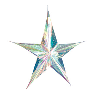 Folding star 5-pointed with hanger - Material: holographic - Color: transparent - Size: Ø 40cm
