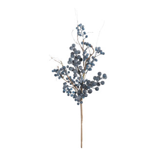 Beerenzweig mit Beeren aus Styropor     Groesse:60cm    Farbe:blau