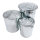 Zinc buckets set of 3 pieces, nested, with handles and lids     Size: 40x37x28cm, 46x46x35cm, 56x50x42cm    Color: silver