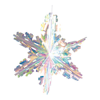 Eiskristall faltbar, mit Hänger, holografisch     Groesse:Ø 60cm    Farbe:transparent   Info: SCHWER ENTFLAMMBAR