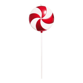 Lolli beglittert, Kunststoff     Groesse: Ø 20cm, 60cm    Farbe: rot/weiß