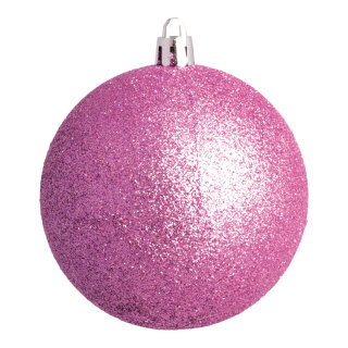 Weihnachtskugel, pink glitter  Abmessung: Ø 10cm   Info: SCHWER ENTFLAMMBAR