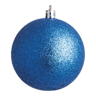 Weihnachtskugel, blau glitter      Groesse:Ø 6cm, 12 Stk./Blister   Info: SCHWER ENTFLAMMBAR