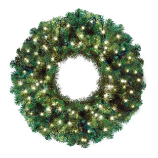 Noble fir wreath "Deluxe" with 270 tips 100 LEDs IP44 - Material: for outside use - Color: green/warm white - Size: Ø 90cm