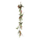 Holly garland decorated with berries pines & cones -...