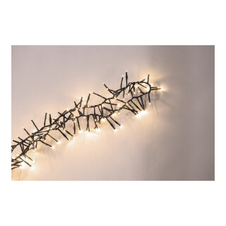 Cluster-Lichterkette 192 LEDs IP44 Stecker für außen, 4x koppelbar, 8 Progr. m. Memoryfunktion, 5m Zuleitung, 1-farbige LEDs, Kabelfarbe: grün     Groesse: 200cm    Farbe: grün/warmweiß