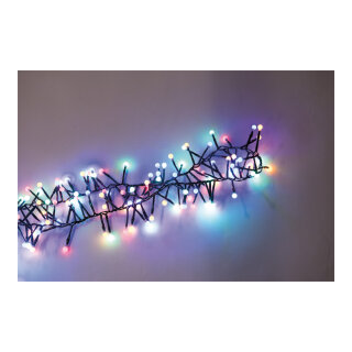 Cluster-Lichterkette mit 192 Kugel-LEDs IP44 Stecker für außen, 4x koppelbar, 8 Progr. m. Memoryfunktion, 5m Zuleitung, 1-farbige LEDs, Kabelfarbe: grün     Groesse: 200cm    Farbe: grün/multi