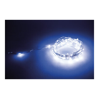 String light with 100 LEDs IP44 plug for outdoor - Material:  - Color: silver/cold white - Size: 1000cm