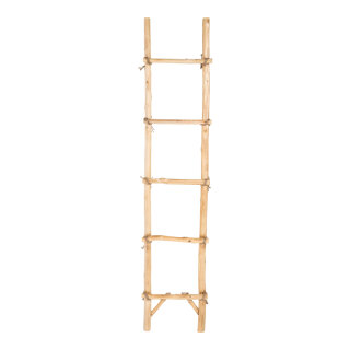 Wooden ladder with 5 rungs     Size: 180x40cm    Color: natural-coloured