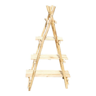Wooden rack foldable with 3 shelves - Material:  - Color: natural-coloured - Size: 116x70cm