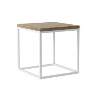 Beistelltisch 40x40x40 cm YARULA Metall Weiss+Holz