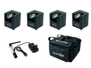 EUROLITE Set 4x AKKU UP-1 + SB-4 Soft-Bag + QuickDMX Funksender