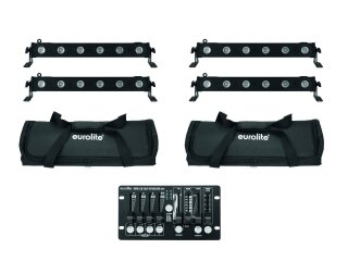 EUROLITE Set 4x LED BAR-6 QCL RGBW + 2x Soft-Bag + Controller