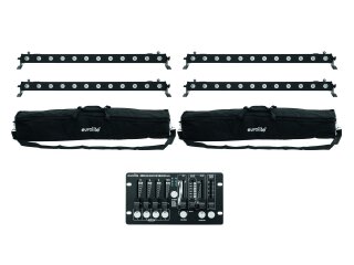 EUROLITE Set 4x LED BAR-12 QCL RGBW + 2x Soft Bag + Controller