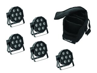 EUROLITE Set 5x LED SLS-7 HCL Spot + Soft Bag