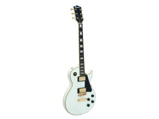 DIMAVERY LP-520 Electric Guitar, white/gold