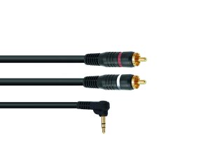 OMNITRONIC Adaptercable 3.5 Jack 90°/2xRCA 3m bk