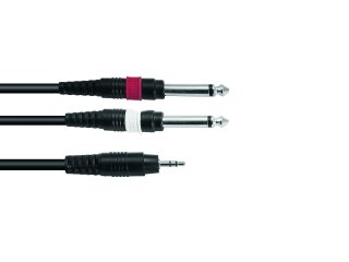 OMNITRONIC Adaptercable 3.5 Jack/2xJack 3m bk