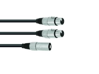 OMNITRONIC Adaptercable XLR(M)/2xXLR(F) 0,5m bk