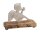 Engel aus Metall auf Sockel aus Mango Holz, Größe:15x12x5 cm Farbe:Siber/Holz natur