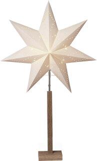 Standleuchte Stern "Karo Maxi" Höhe 100 cm, Holz/Papier, Farbe beige