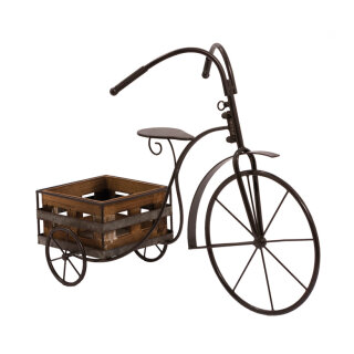 Retro tricycle with 1 plant basket - Material:  - Color: black/brown - Size: 66cm