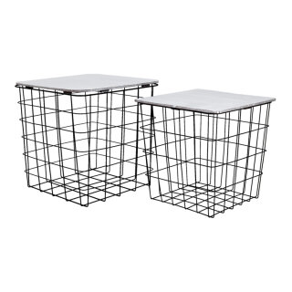 Metal baskets set of 2 - Material: square - Color: black/grey - Size: 27x27x28cm X 305x305x31cm