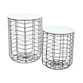 Metal baskets set of 2 - Material: round - Color: black/grey - Size: 305x305x36cm + 355x355x44cm