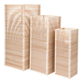 Wooden presenter set of 3 - Material: nested - Color: natural-coloured - Size: 60x25x25cm 50x20x20cm X 40x15x15cm