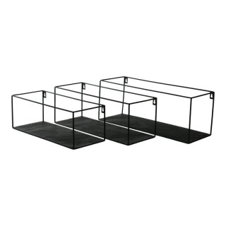 Rack, set of 3, rectangular, Size:;38x16x14cm, 43x16x16cm, Color:black