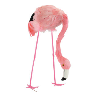 Flamingo Kopf gesenkt, Kunststoff mit Federn     Groesse: 38cm    Farbe: pink     #