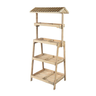 Holzregal mit 4 Fächern, mit Dach     Groesse: 165x72x52cm    Farbe: natur