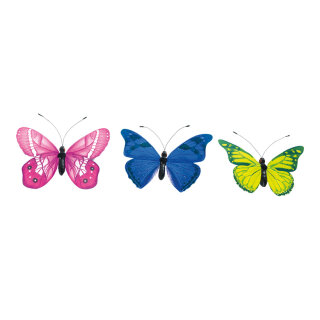 Butterflies 3-fold - Material: with metal wire - Color: multi-coloured - Size: 30cm