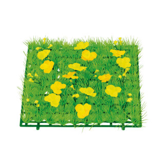Grass tile »Buttercups« PVC, artificial silk     Size: 25x25cm    Color: green/yellow