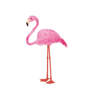 Flamingo Kopf gehoben, aus Styropor, mit Federn     Groesse: 38x12,5x43cm    Farbe: pink