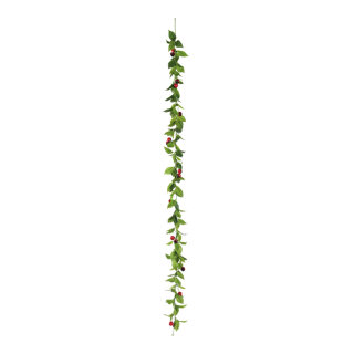 Cherry garland with 20 cherries and leaves     Size: 180cm    Color: red/black