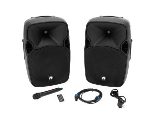 OMNITRONIC XFM-212AP Active 2-Way Speaker Set with Wireless Microphone