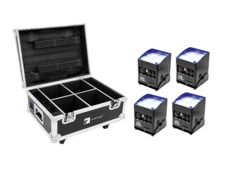 EUROLITE Set 4x AKKU IP UP-4 QCL Spot QuickDMX + Case mit Ladefunktion